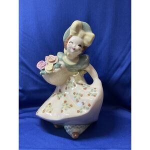 Vintage California Pottery Kay of Hollywood Lady with Flower